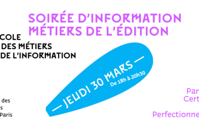 Jeudi 30 mars : Réunion d’information sur les métiers de l’édition